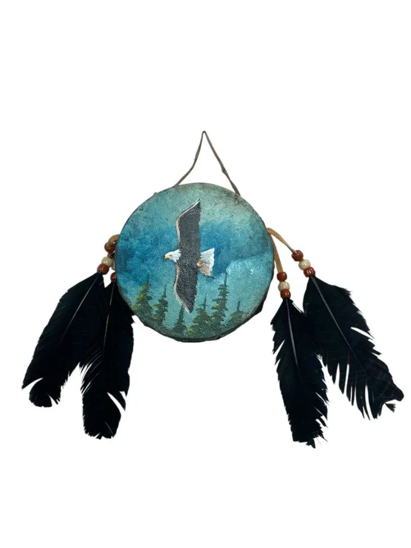 Hand-Painted Mini Rawhide Drum – Mexican Souvenir or Musical Gift (4") - Ysleta Mission Gift Shop