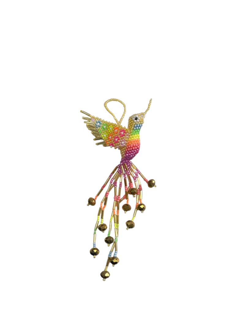 Handcrafted Beaded Hummingbirds Ornament - Mexican Charm for Bag, Keychain & Decor