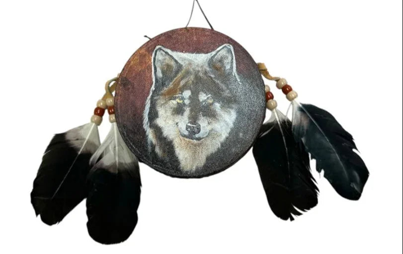 Hand-Painted Mini Rawhide Drum – Mexican Souvenir or Musical Gift (4") - Ysleta Mission Gift Shop