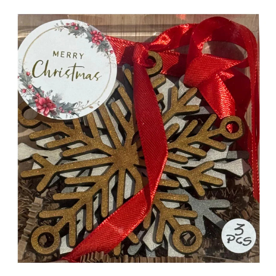 Wood Laser-Cut Ornament Gift Set – Snowflake