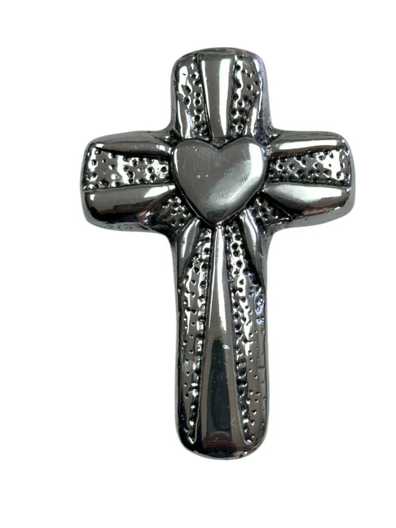Small Handcrafted Pewter Cross – 3.5 Silver-Finished Religious Accent, Made in Mexico - Ysleta Mission Gift Shop