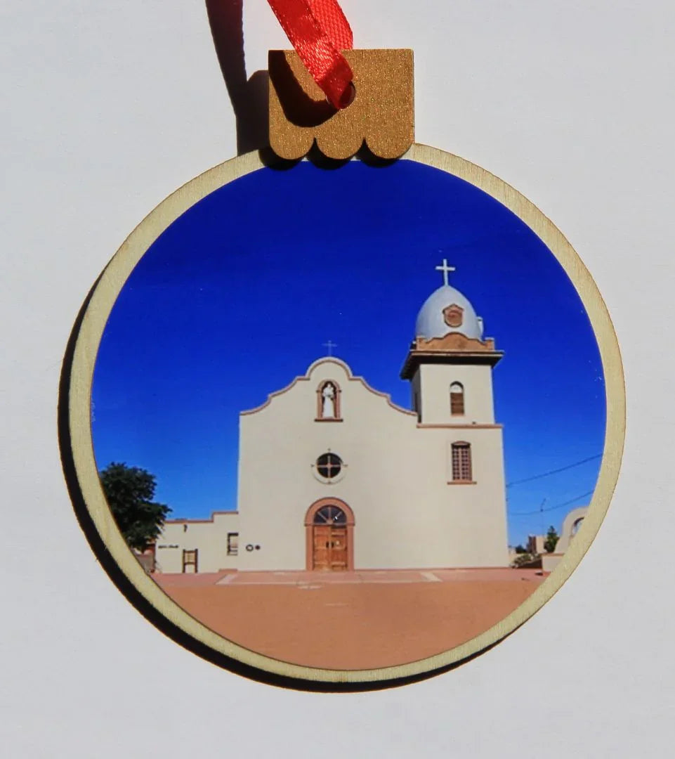 Ornament Ysleta Mission, Wood Round 3.77 X 4.29In - Ysleta Mission Gift Shop