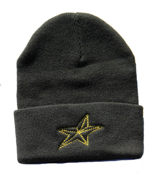 Yellow Star Beanie, Black One Size Fits All - Ysleta Mission Gift Shop