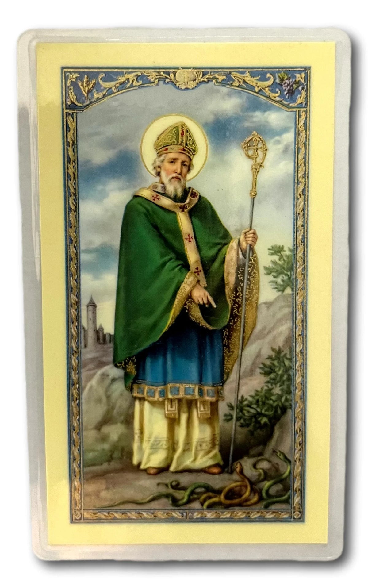 Laminated Irish Blessing Catholic prayer card featuring Celtic design and Christian prayer, ideal for faith and heritage keepsake