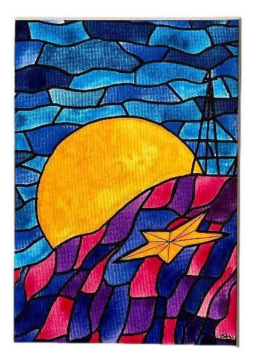 Art Print Photos Matted 5x7 El Paso Skyline and Sunset - Ysleta Mission Gift Shop