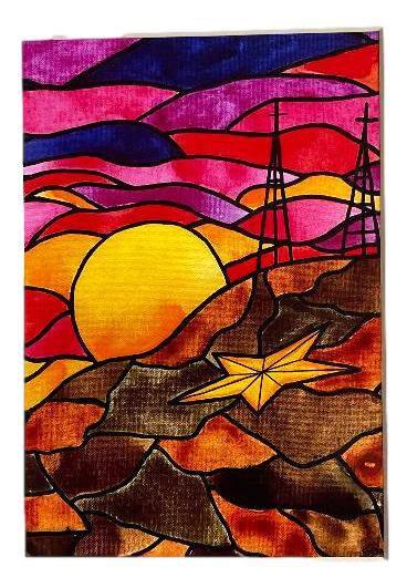 Art Print Photos Matted 5x7 El Paso Skyline and Sunset - Ysleta Mission Gift Shop