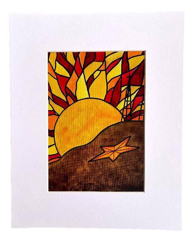 Art Print Photos Matted 5x7 El Paso Skyline and Sunset - Ysleta Mission Gift Shop