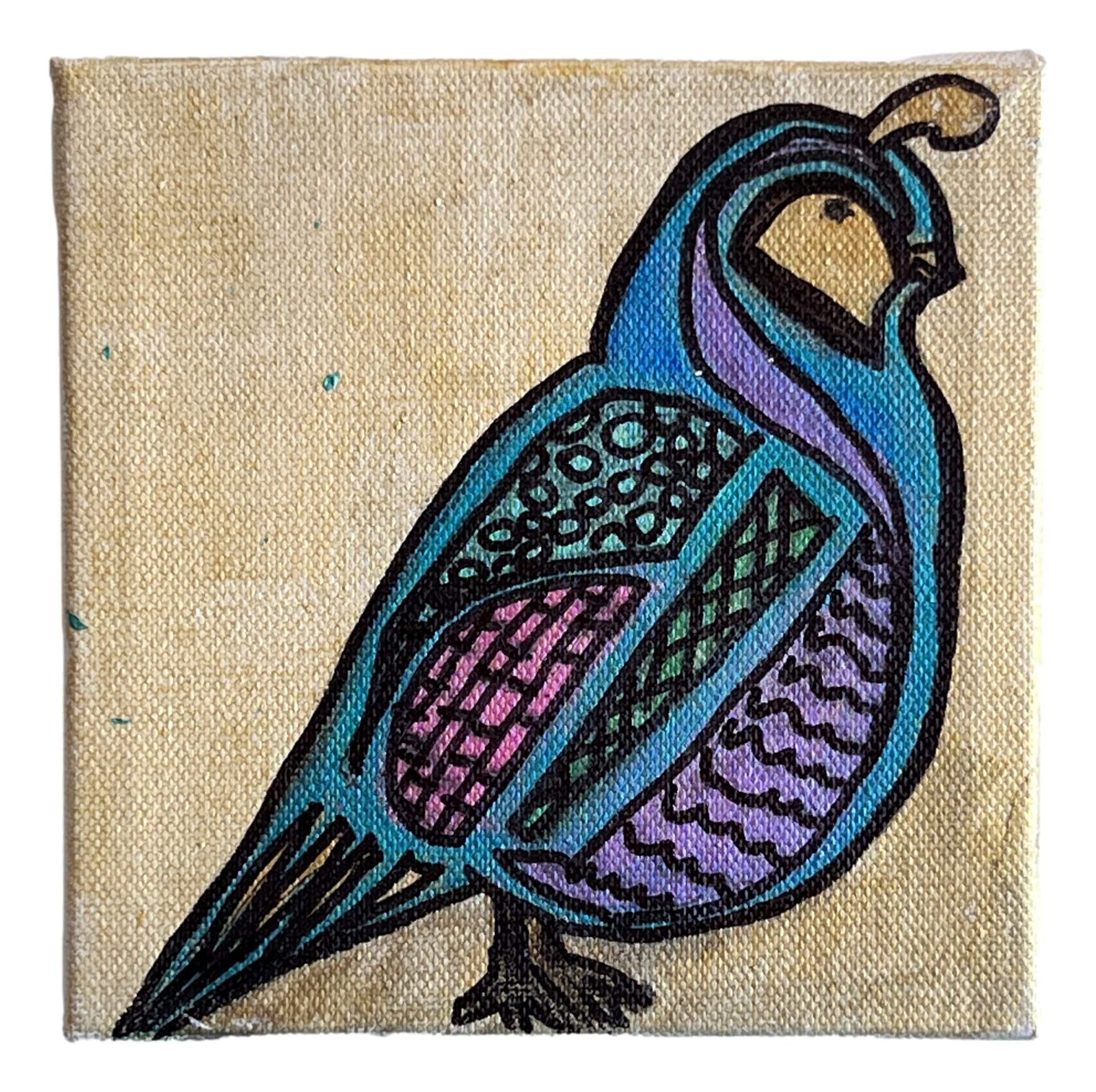 Artwork Birds Canvas Various Designs Handpainted L: W:5"X5" - Ysleta Mission Gift Shop