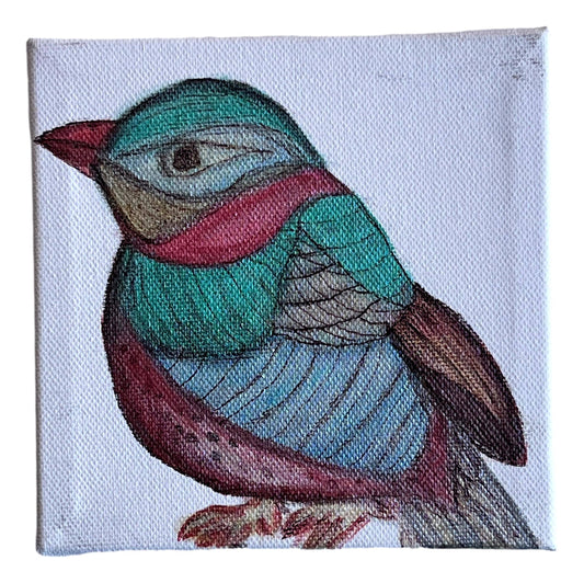 Artwork Birds Canvas Various Designs Handpainted L: W:5"X5" - Ysleta Mission Gift Shop