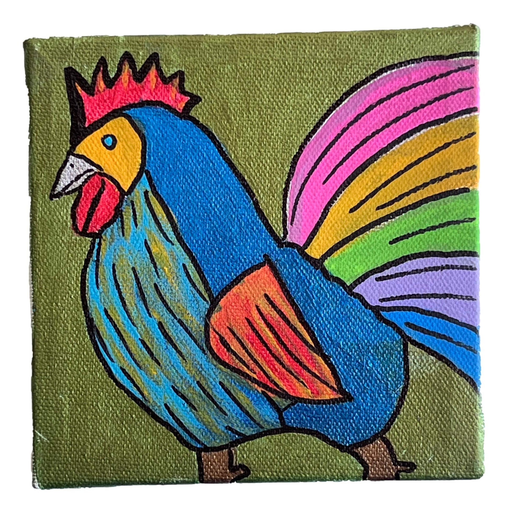 Artwork Birds Canvas Various Designs Handpainted L: W:5"X5" - Ysleta Mission Gift Shop