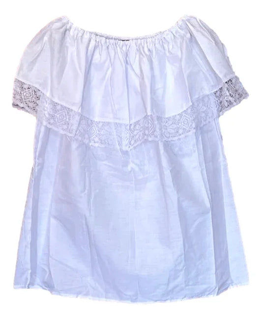Blouse Womens Campuzano Style Over the Shoulder White Handmade - Ysleta Mission Gift Shop