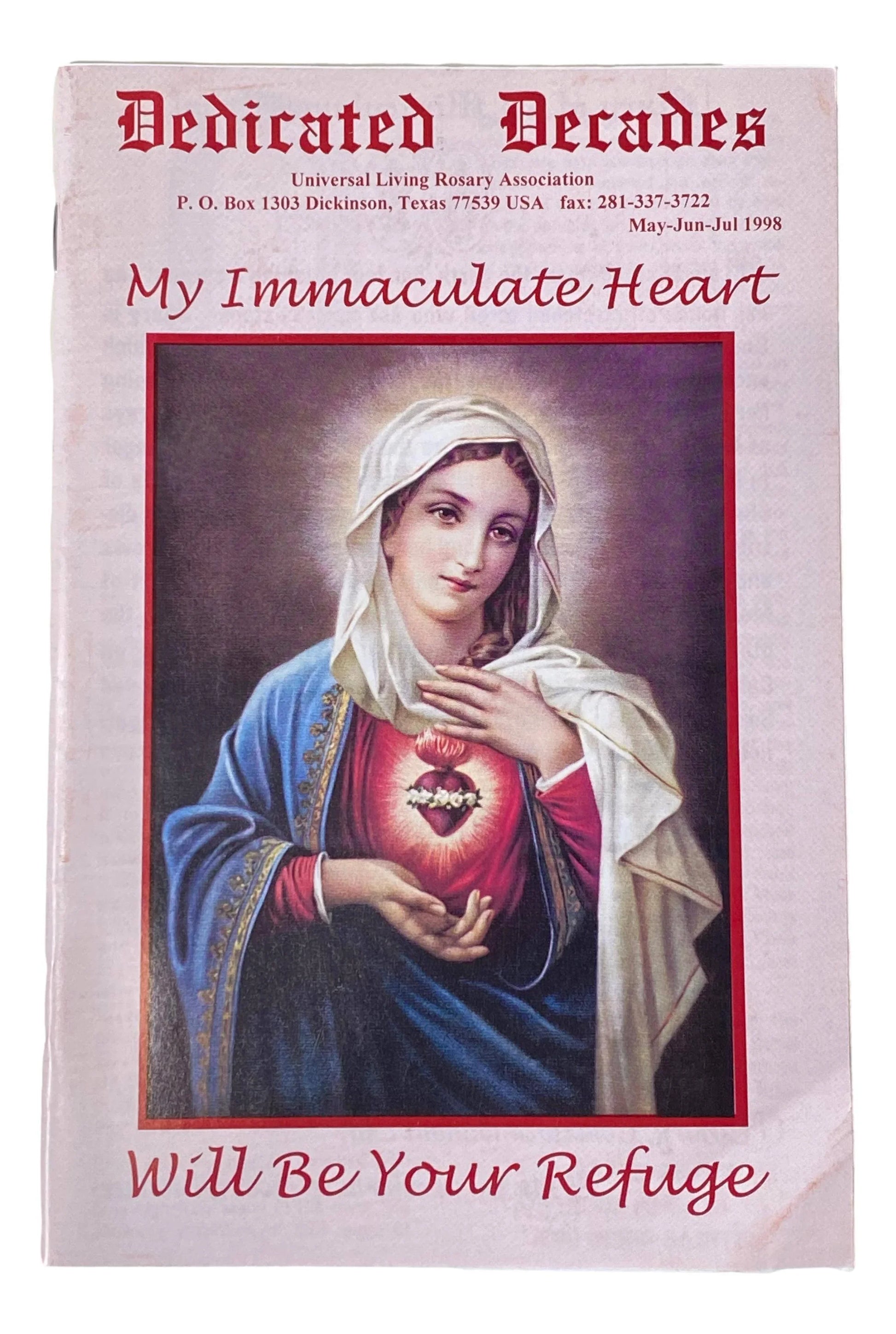 Universal Living Rosary Association Book: Dedicated Decades of My Immaculate Heart – 8.5 x 5.5 Inches - Ysleta Mission Gift Shop