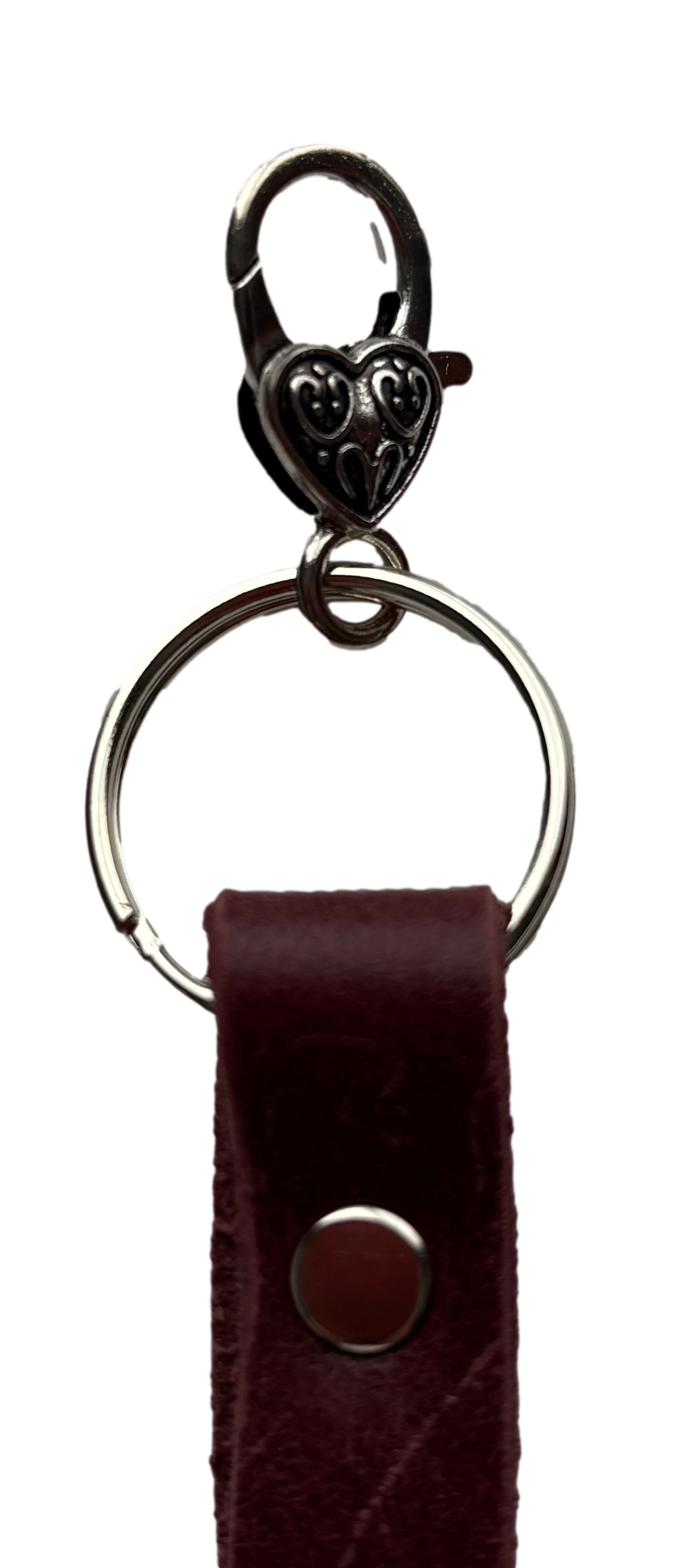 Silver butterfly keychain with snap closure from Consuelo Barraza, ideal as a stylish handbag or wallet accessory.