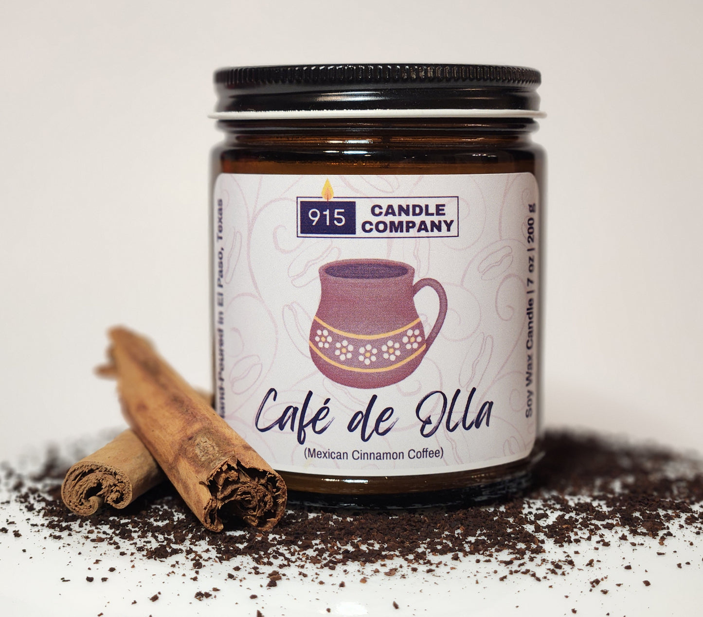 Cafe de Olla 3.5 oz Scented Candle - 100% Soy Wax, Hand-Poured in El Paso ,TX - Ysleta Mission Gift Shop