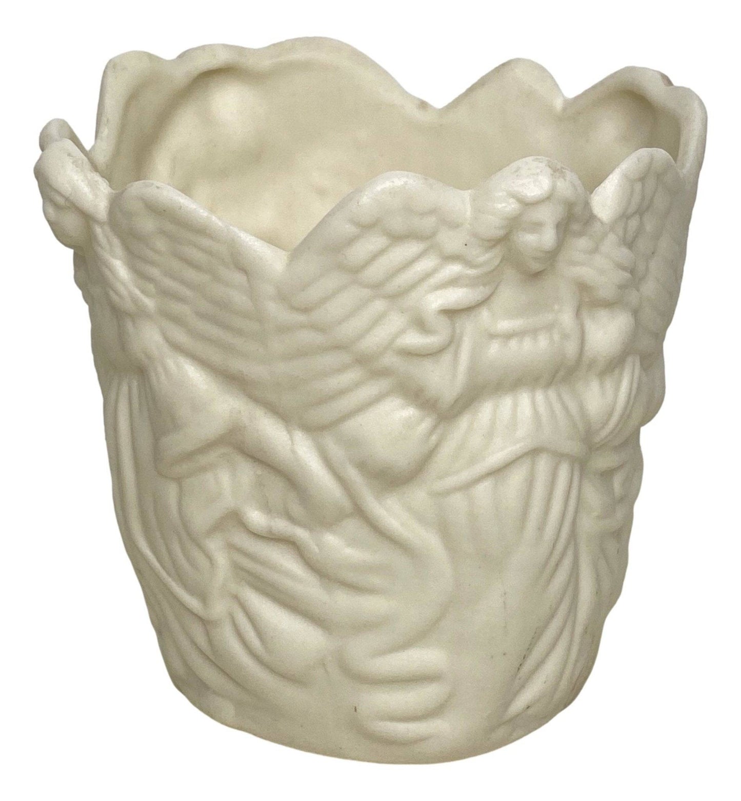 Candle Holder Bisque Ceramic Angels - Ysleta Mission Gift Shop