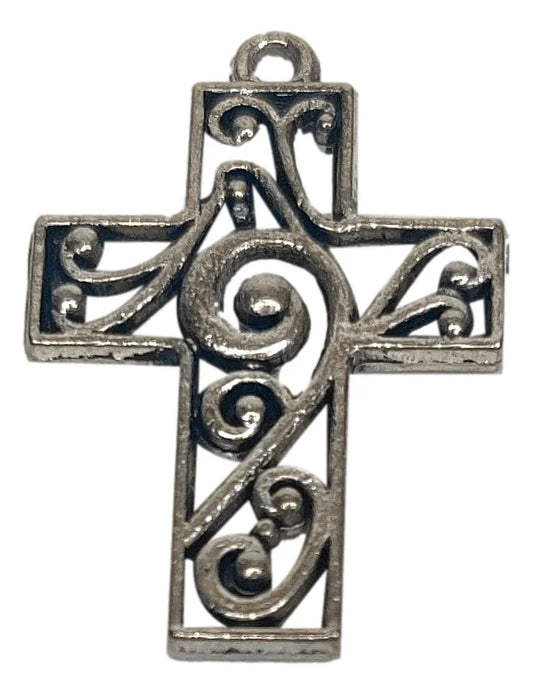 Charm Wall Decor Cross Scrolled Design Alloy Metal - Ysleta Mission Gift Shop