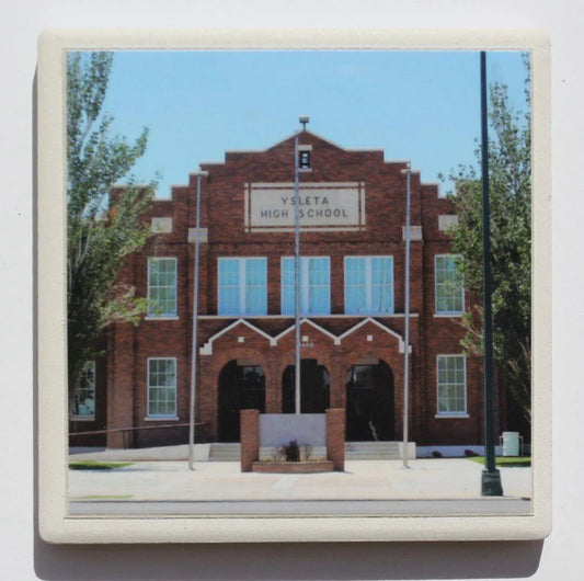 Coaster Ysleta High School Ceramic Cork Backing 4" x 4" - Ysleta Mission Gift Shop