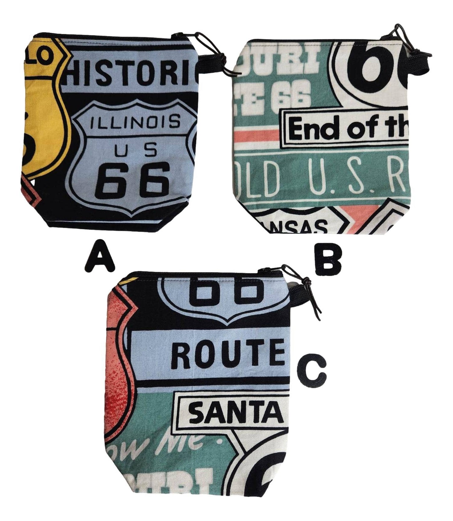 Coin Bags Zippered US Roadways Designs Handmade Various Designs - Ysleta Mission Gift Shop