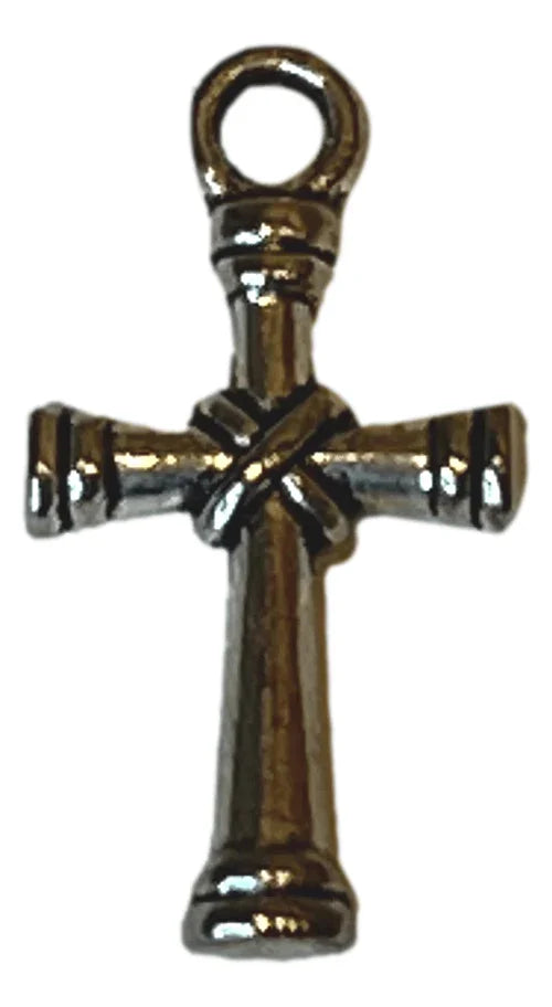 Cross Center Wrapped Metal Alloy Silvertone Color - Ysleta Mission Gift Shop