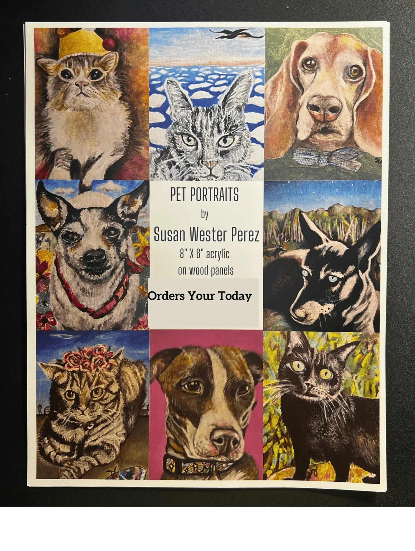 Custom Pet Portrait on Wood Panel - 8x6 Handcrafted Art for Beloved Animal Companions - Ysleta Mission Gift Shop