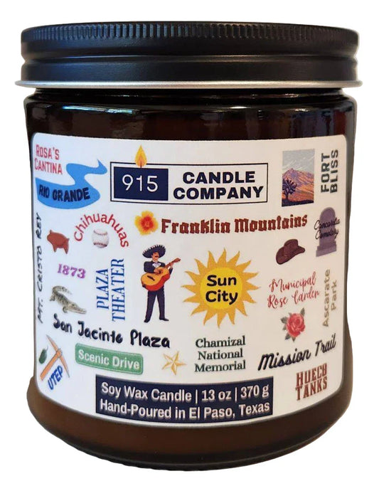 El Paso Souvenir Soy Candle - Hand-Poured, Small Batch, Glass Container - Ysleta Mission Gift Shop