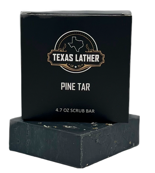 Pine Tar Soap Scrub Bar 4.7 oz. 3X3X1 inches Small Batch Hand
