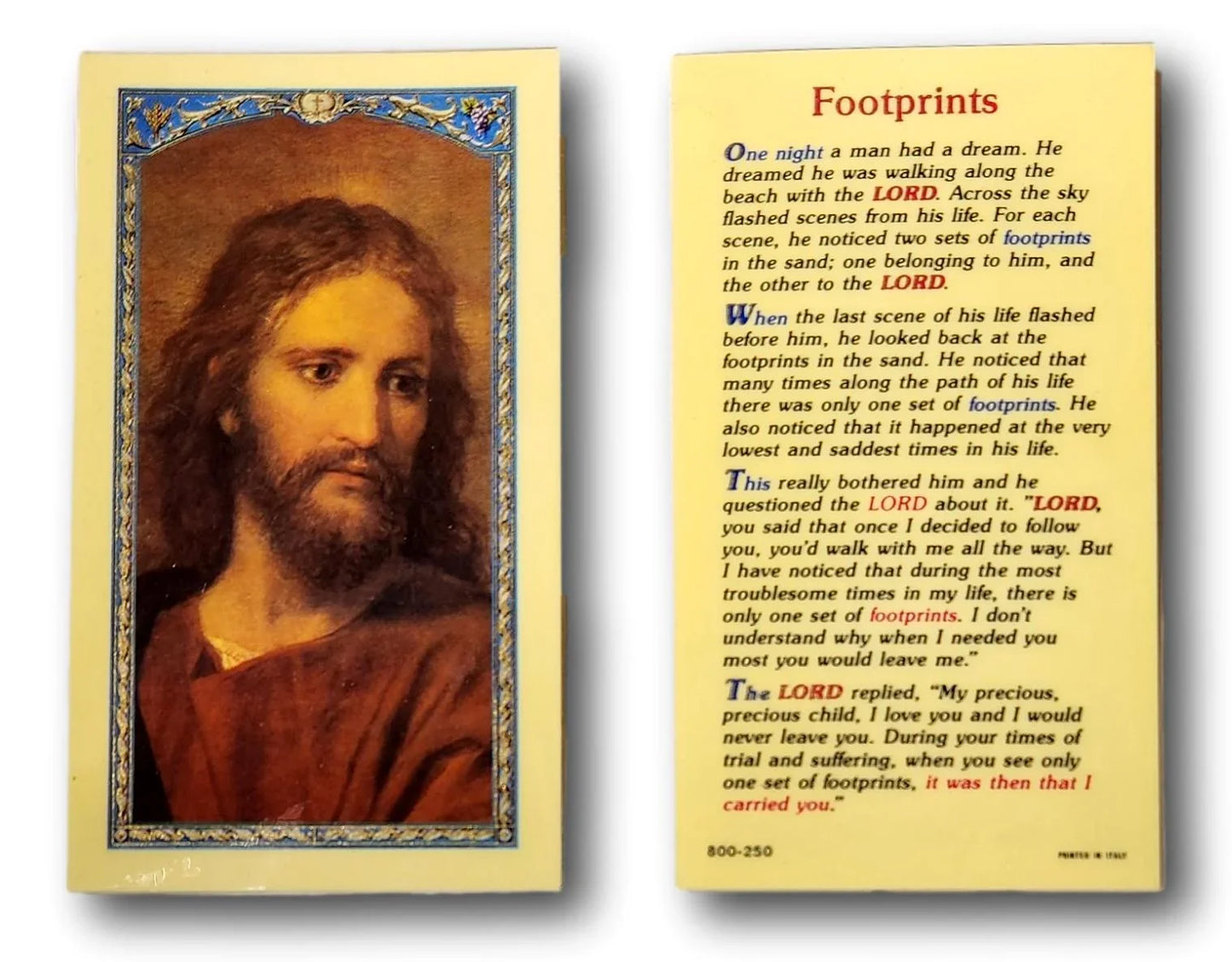 Footprints Laminated Prayer Card – Spiritual Encouragement Gift | Comforting Devotional Poem - Ysleta Mission Gift Shop