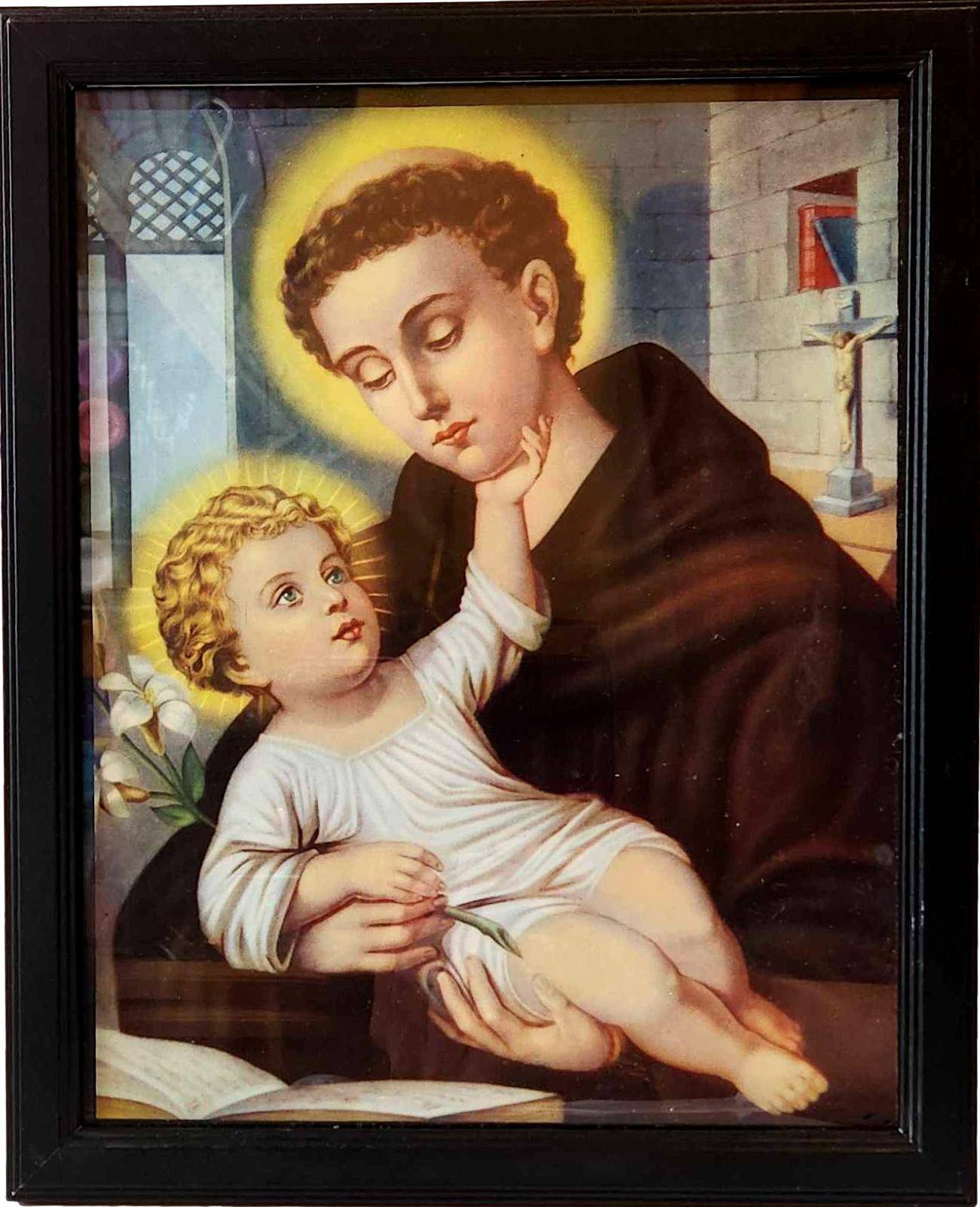 Framed Saint Anthony Out of Print Image – 11"x19" - Ysleta Mission Gift Shop