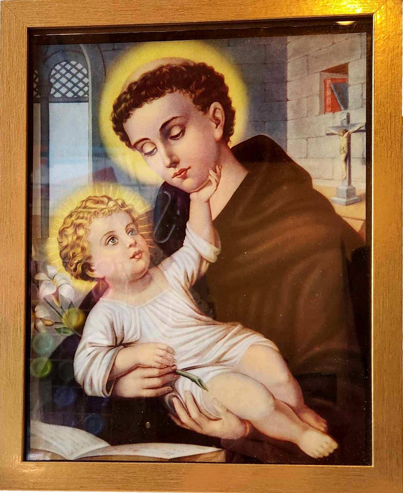 Framed Saint Anthony Out of Print Image – 11"x19" - Ysleta Mission Gift Shop