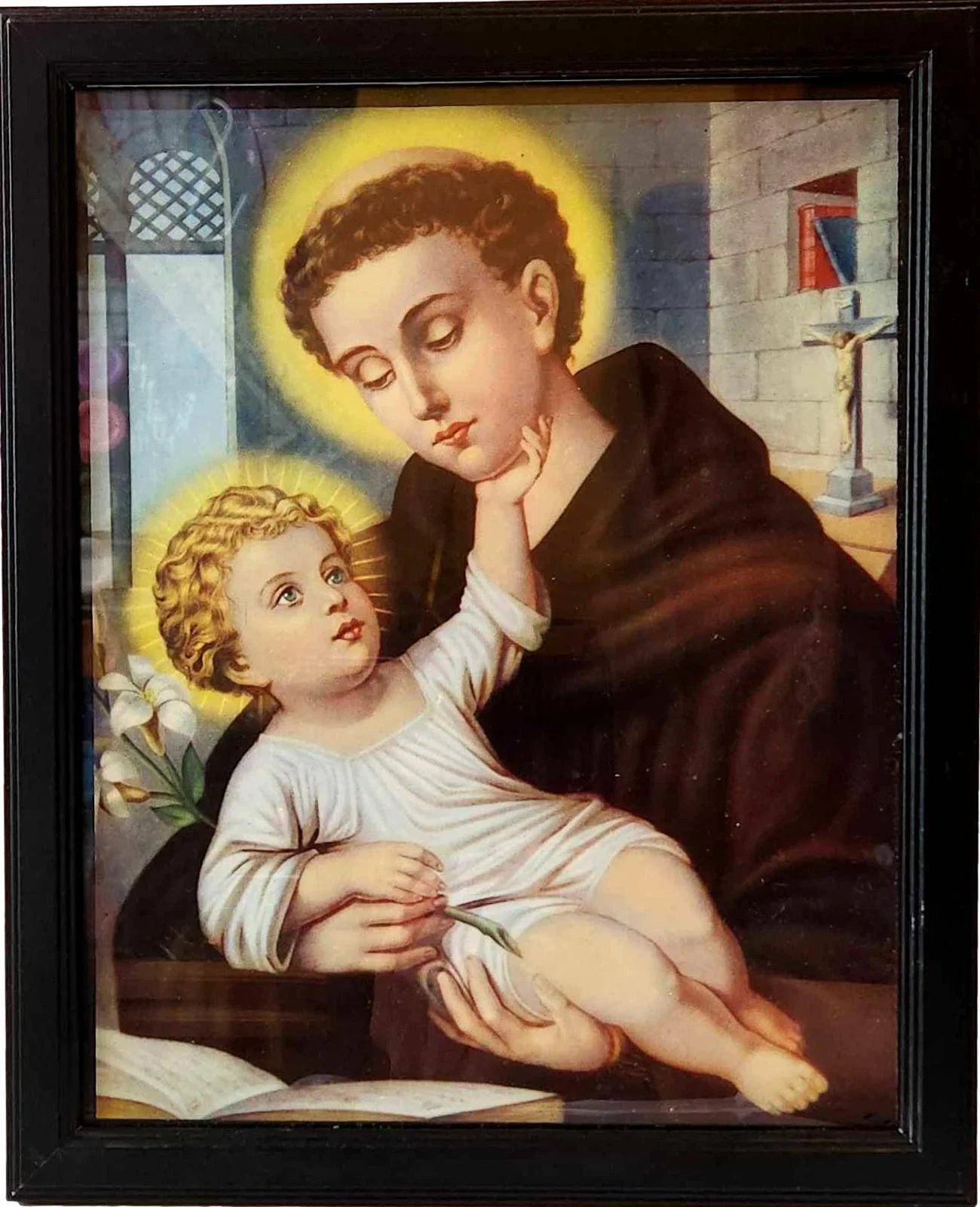 Framed Saint Anthony Out of Print Image – 11"x19" - Ysleta Mission Gift Shop