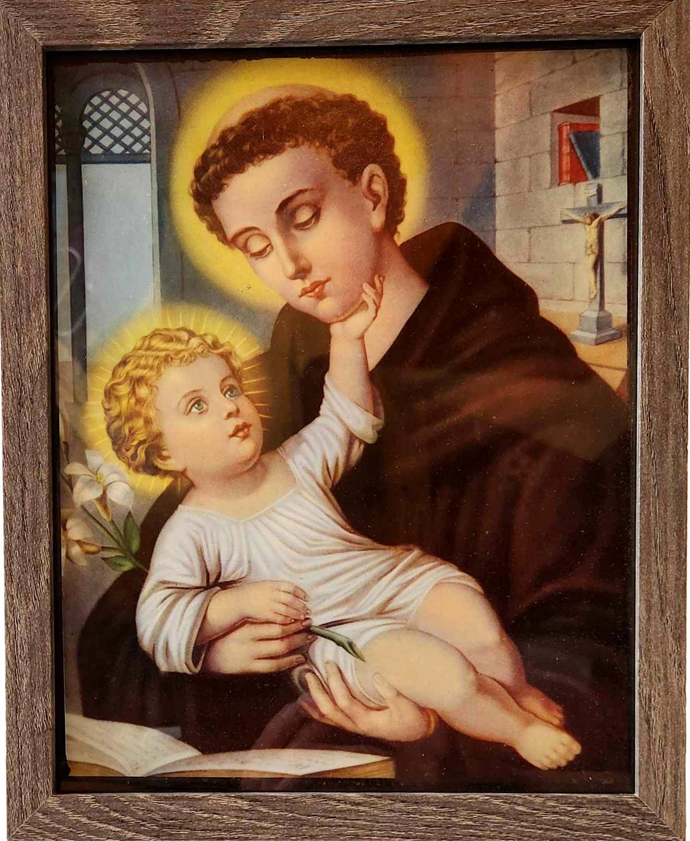 Framed Saint Anthony Out of Print Image – 11"x19" - Ysleta Mission Gift Shop