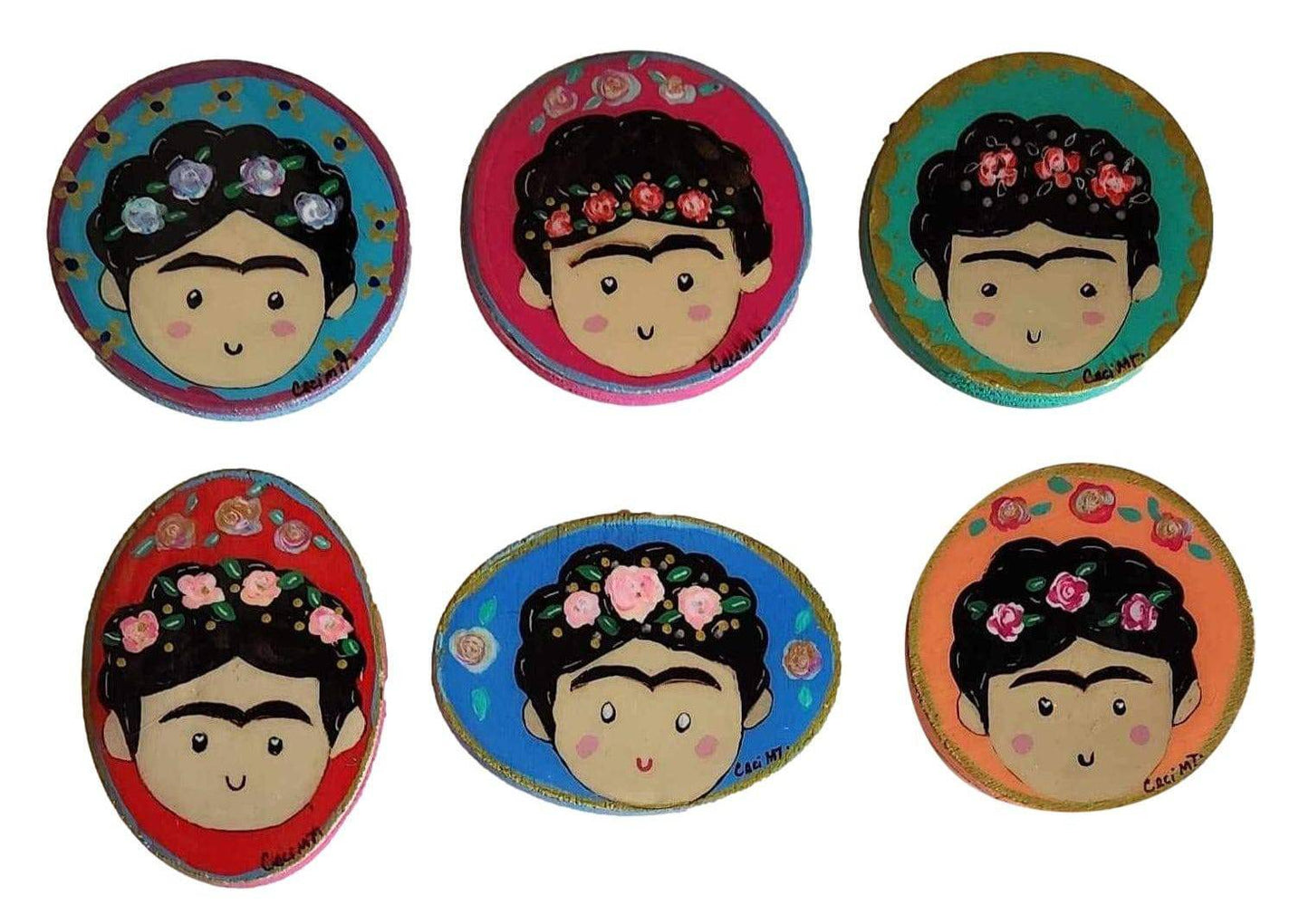 Frida Magnet – 2.5" Handcrafted Acrylic Over Wood - Ysleta Mission Gift Shop
