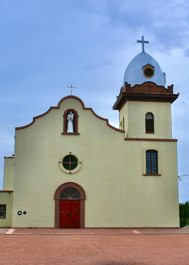 Framed 8x10 matted photo of Ysleta Mission by Susan W Perez, showcasing the historic El Paso landmark.