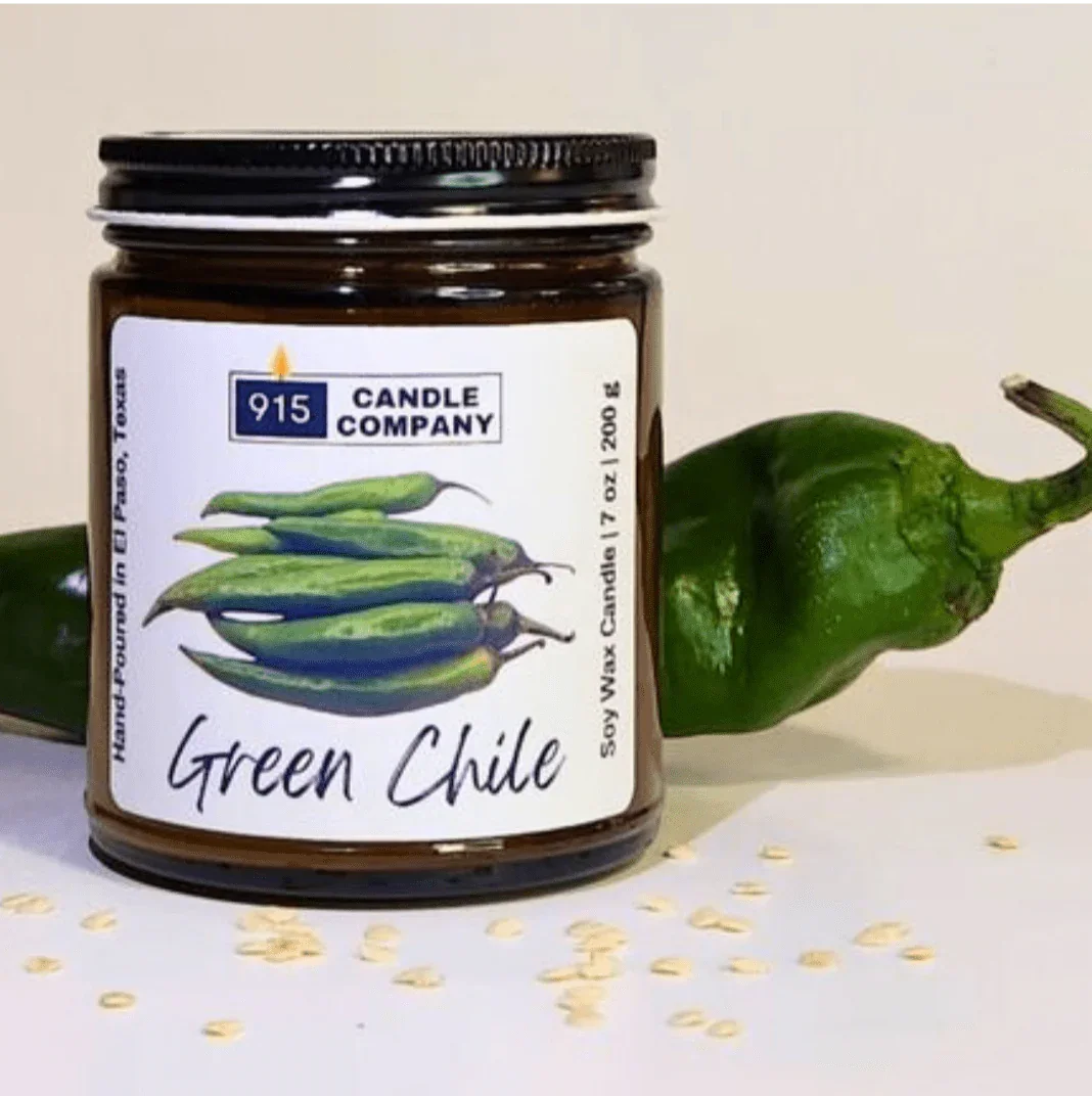 Green Chile Scented Soy Candle - Hand-Poured, Small Batch, Glass Container - Ysleta Mission Gift Shop