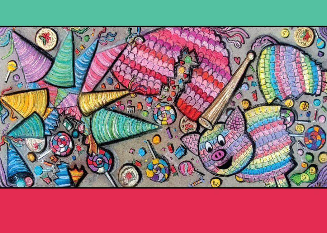 Greeting Card El Paso’s 15th Chalk the Block Art Festival Design Single - Ysleta Mission Gift Shop