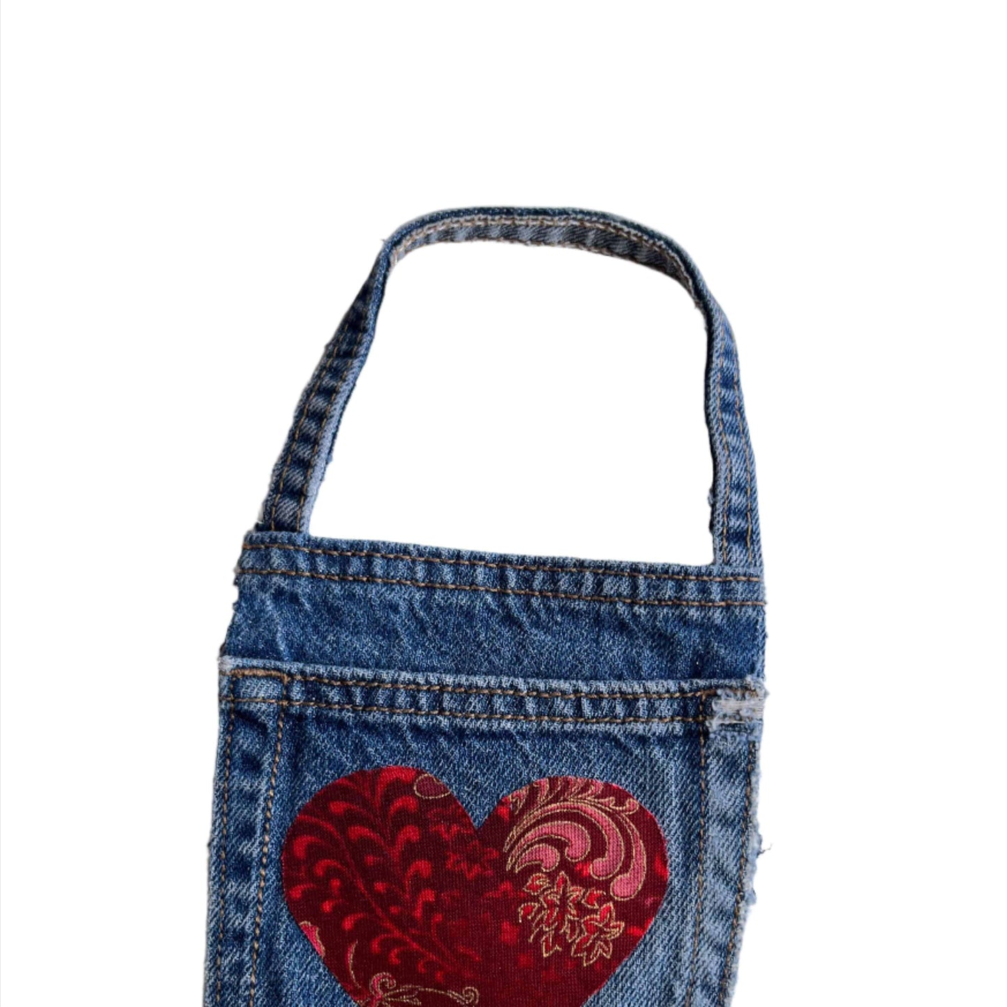 Handmade Denim Pocket with Handle – 8"x5" Unique Storage Pouch - Ysleta Mission Gift Shop
