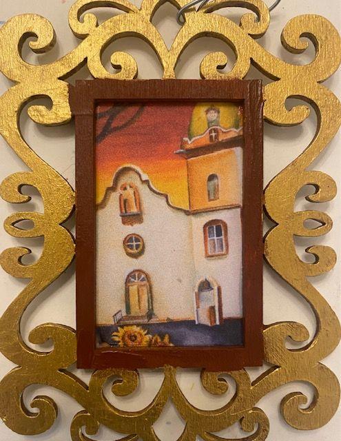 Handpainted Die Cut Frame with Ysleta Mission Art Print - Ysleta Mission Gift Shop