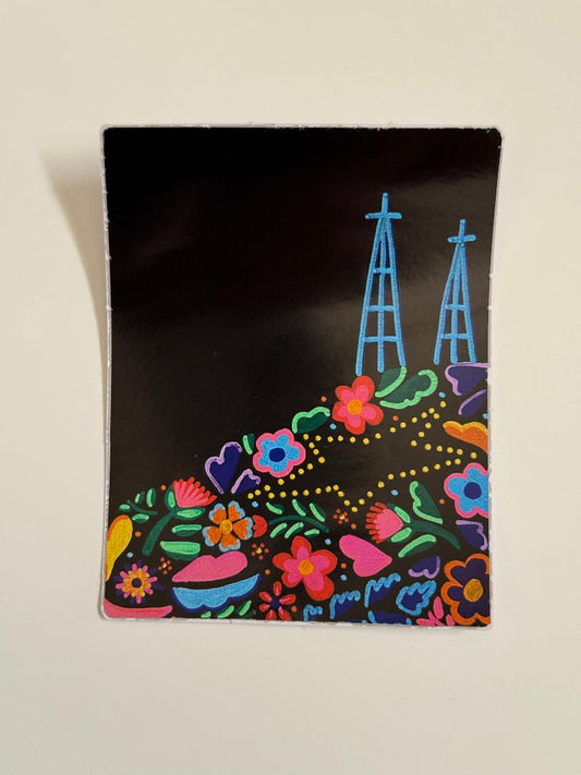 Pegatina de vinilo con estrella del atardecer de El Paso Heritage – Diseño de montaña brillante y cielo
