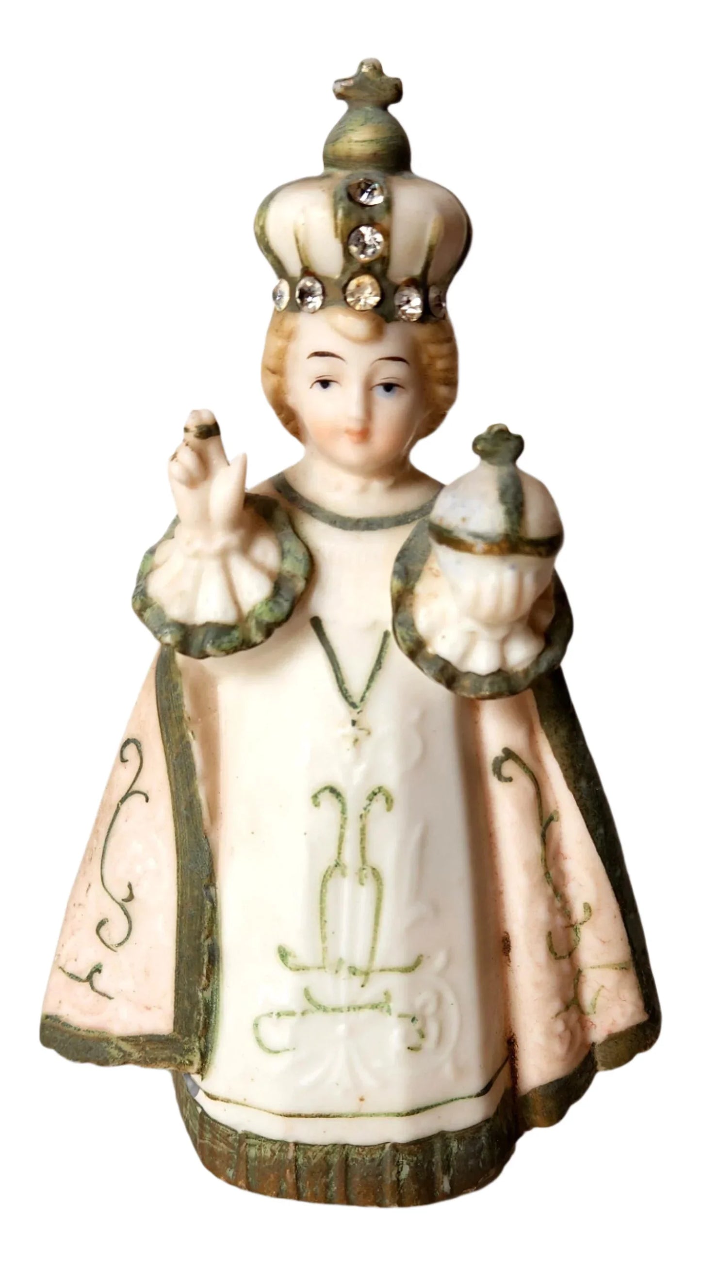 Infant Jesus of Prague Porcelain Statue – Classic Style, 6" x 4" - Ysleta Mission Gift Shop