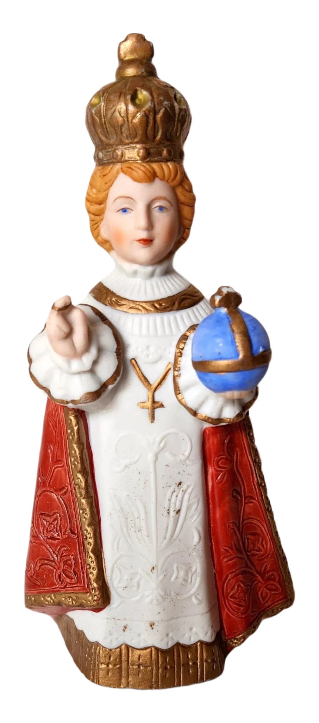 Infant Jesus of Prague Porcelain Statue – Petite Devotional, 6" x 3" - Ysleta Mission Gift Shop