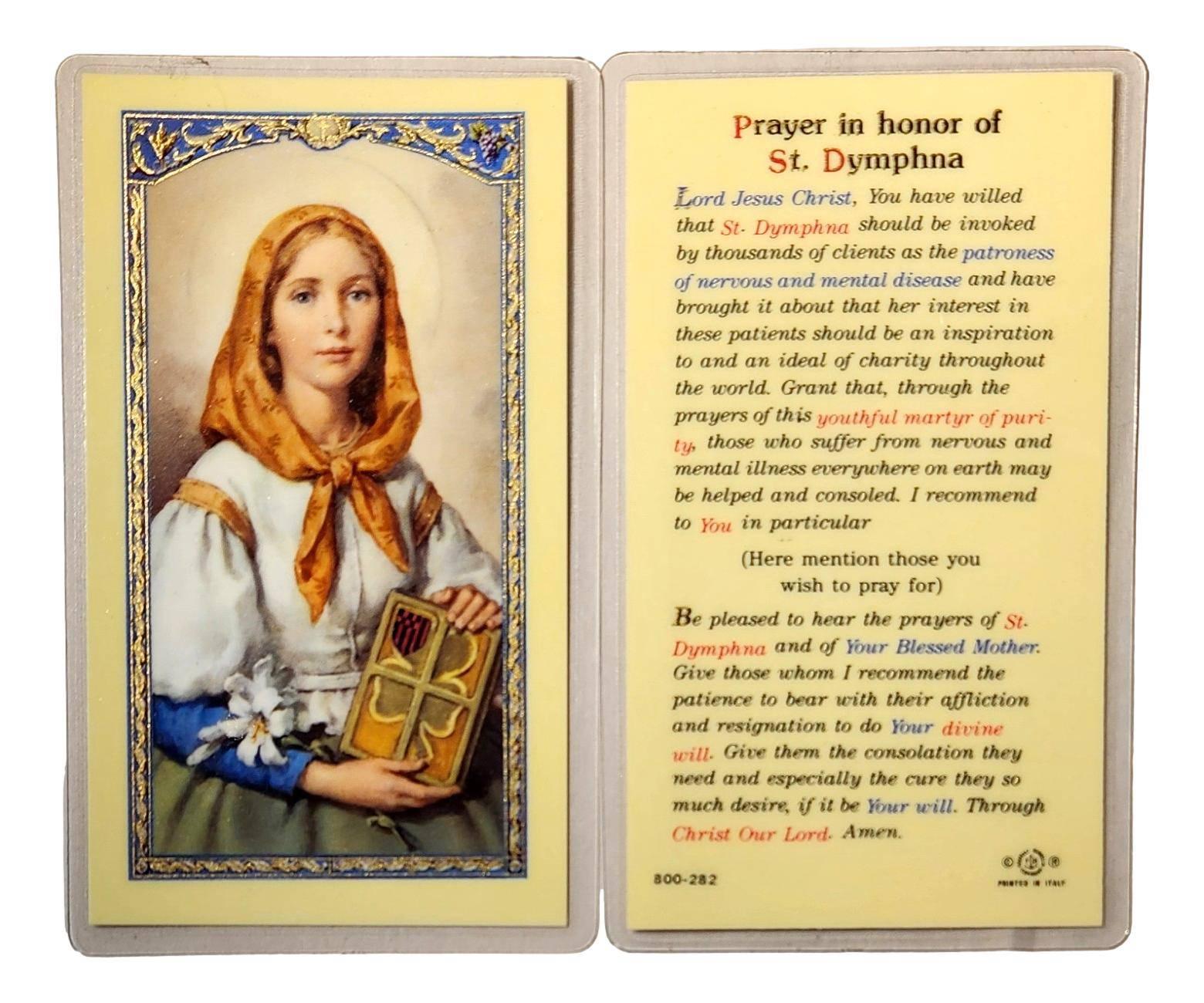 Laminated Prayer Card in Honor of Saint Dymphna - Ysleta Mission Gift Shop