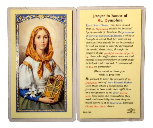 Laminated Prayer Card in Honor of Saint Dymphna - Ysleta Mission Gift Shop