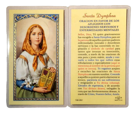 Laminated Prayer Card Santa Dymphna – Oración en Favor de los Afligidos - Ysleta Mission Gift Shop