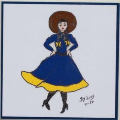Mexican Dancers Coaster – Ceramic with Cork Backing 4" x 4" - Ysleta Mission Gift Shop