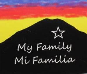Mi Familia Sticker – Vinyl Glossy Removable 3" x 3" - Ysleta Mission Gift Shop