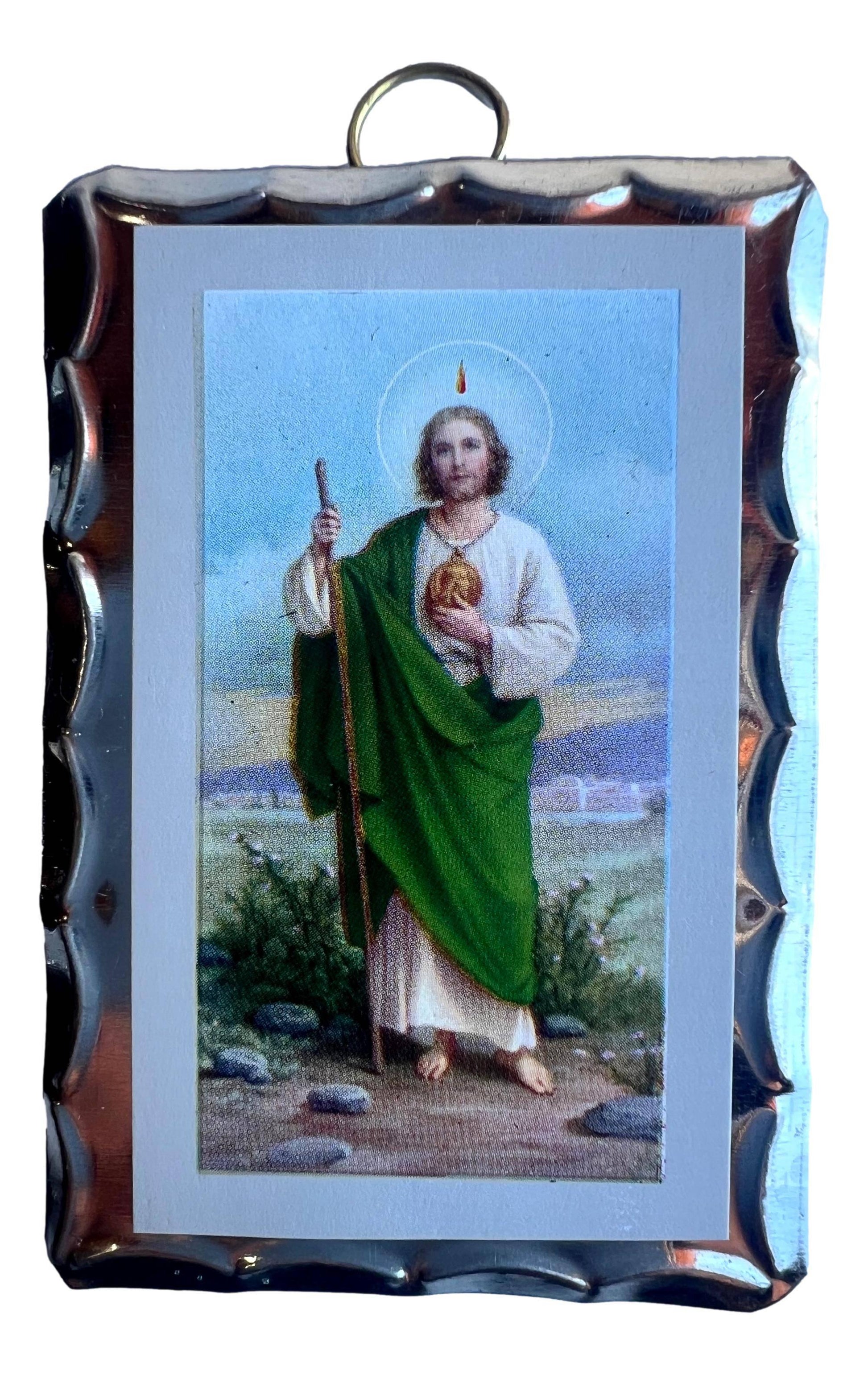 Mini Retablo Patron Saint | Handcrafted Spanish Colonial Tinwork | 3x2 Made in New Mexico - Ysleta Mission Gift Shop