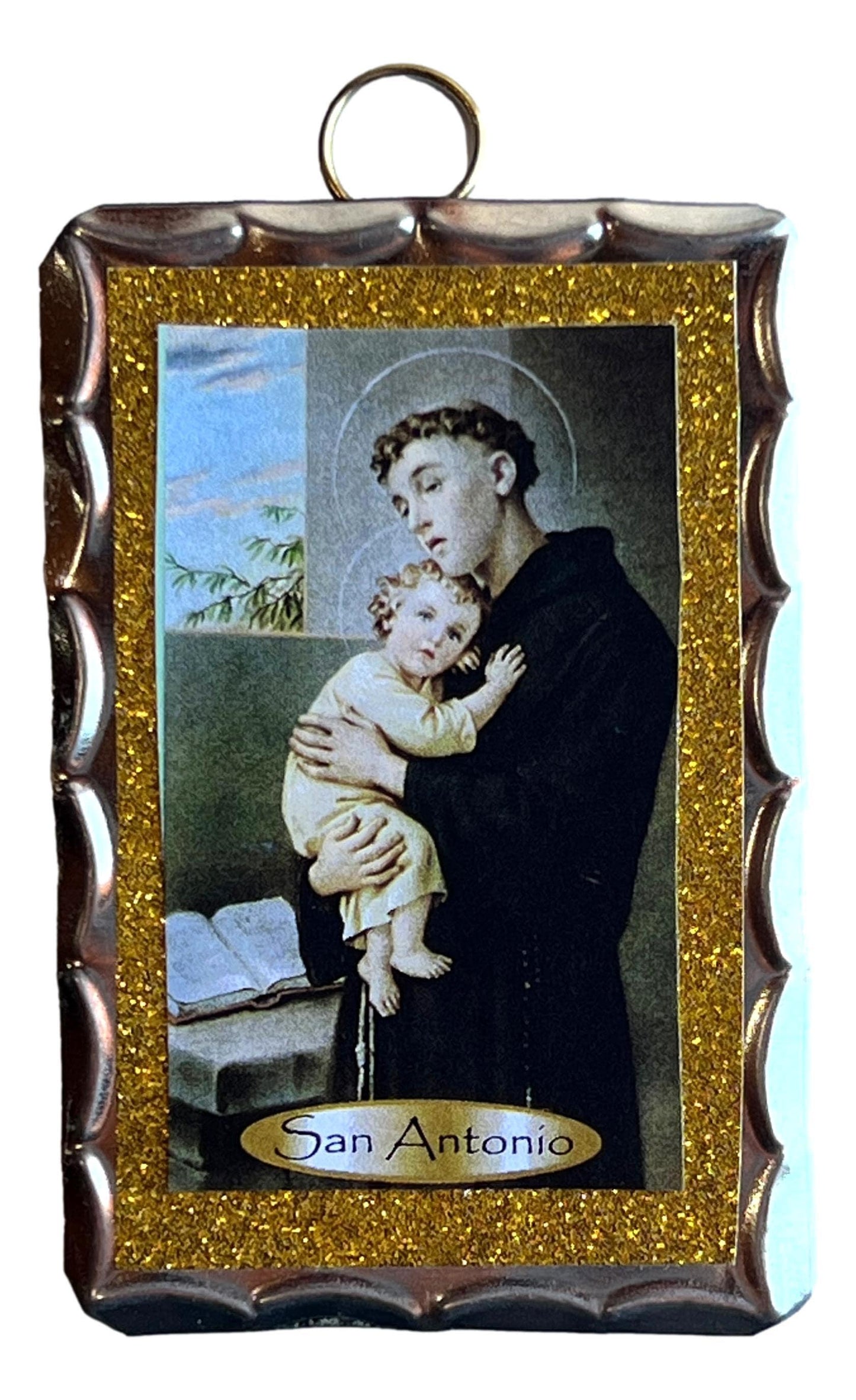 Mini Retablo St. Anthony | Handcrafted Spanish Colonial Tinwork | 3x2 Traditional New Mexico Art - Ysleta Mission Gift Shop