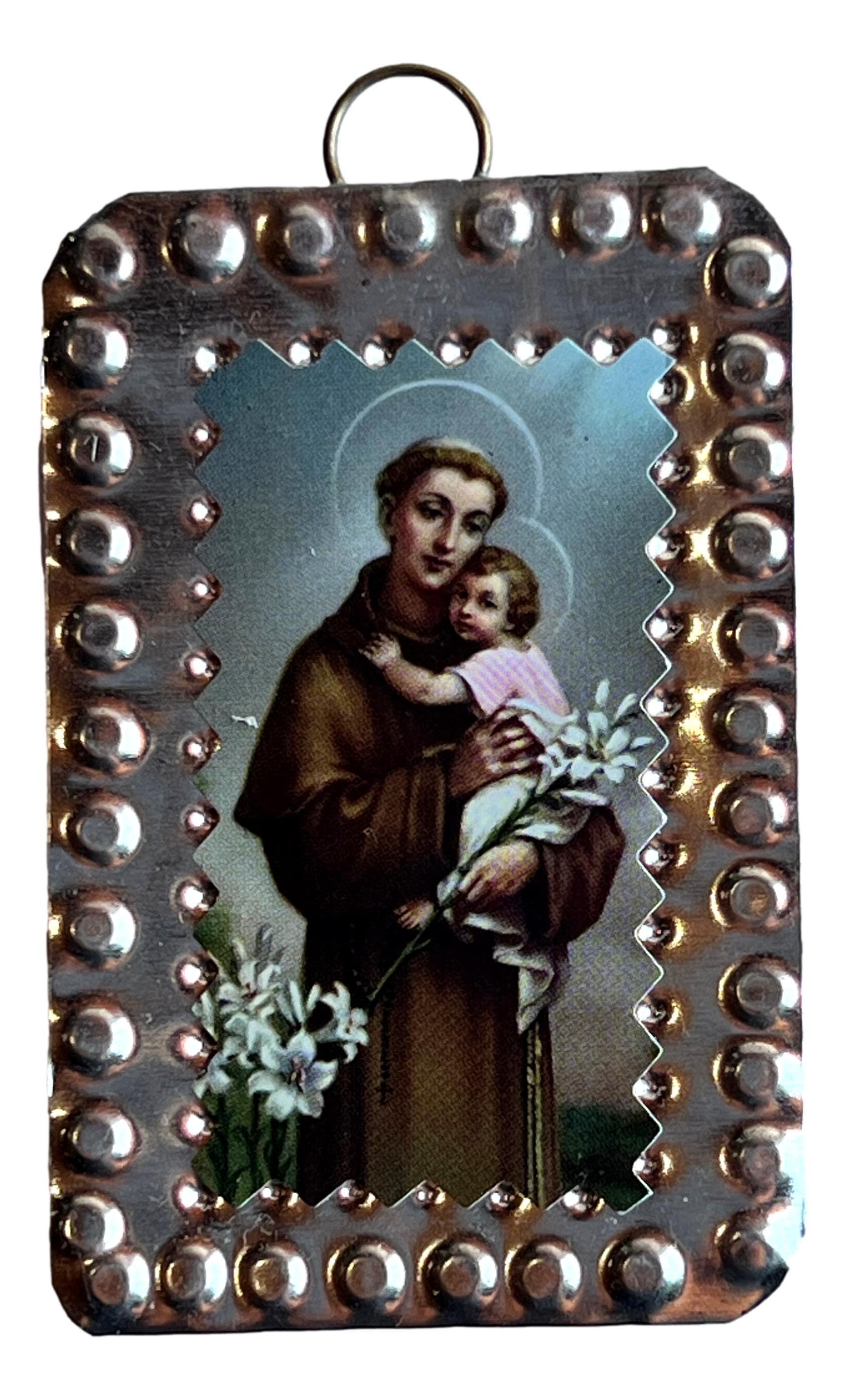 Mini Retablo St. Anthony | Handcrafted Spanish Colonial Tinwork | 3x2 Traditional New Mexico Art - Ysleta Mission Gift Shop