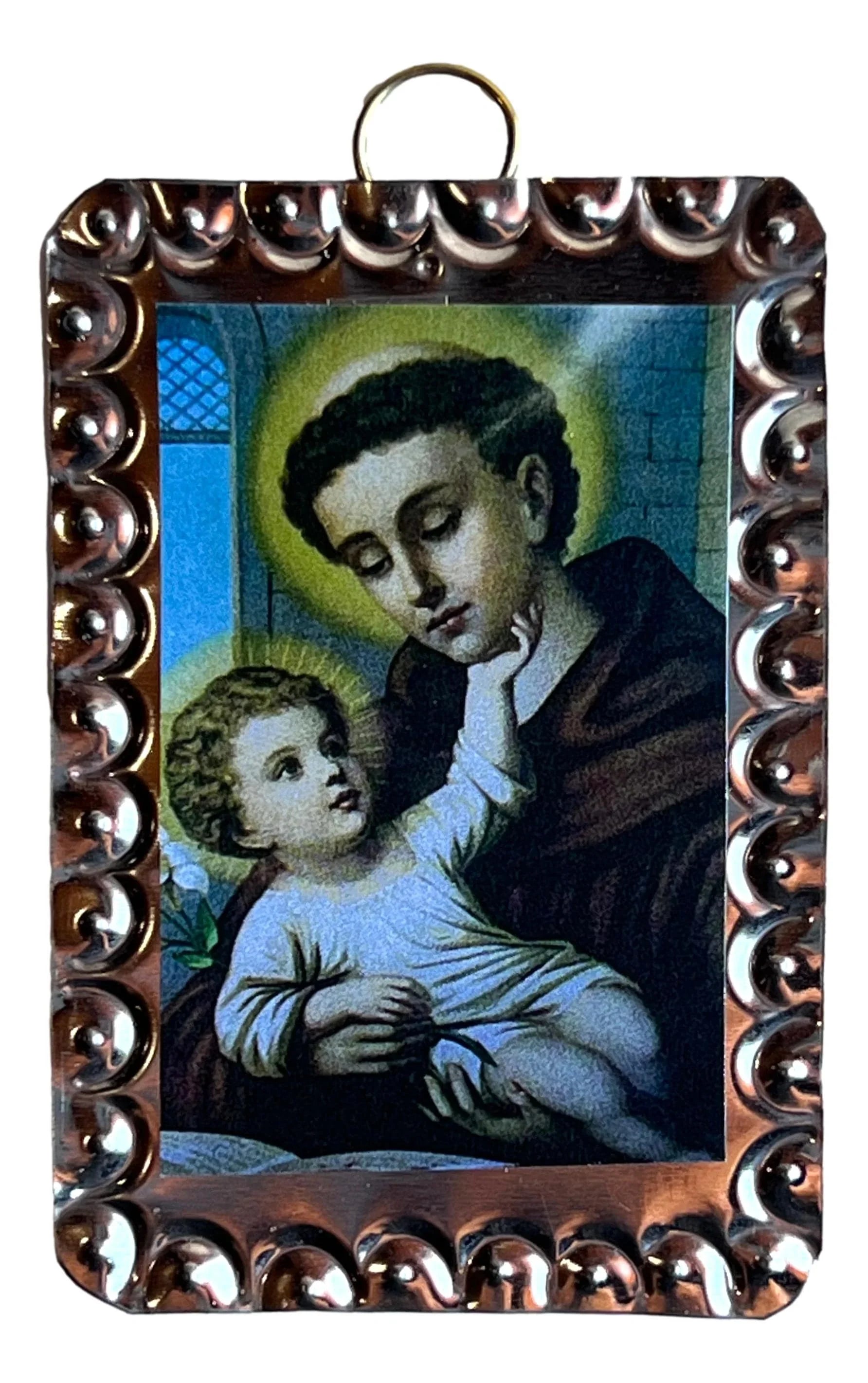 Mini Retablo St. Anthony | Handcrafted Spanish Colonial Tinwork | 3x2 Traditional New Mexico Art - Ysleta Mission Gift Shop