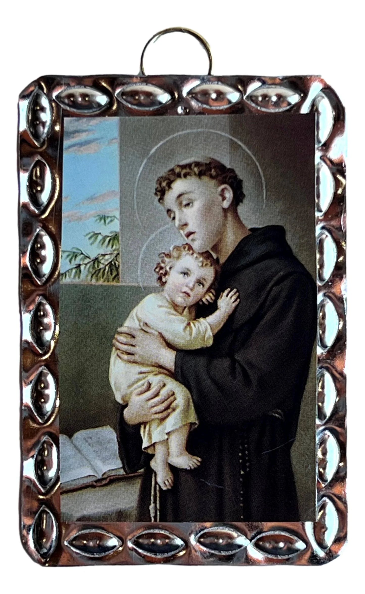 Mini Retablo St. Anthony | Handcrafted Spanish Colonial Tinwork | 3x2 Traditional New Mexico Art - Ysleta Mission Gift Shop